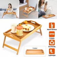 Plateau pliable en bambou personnalisé, design classique, table d'appoint pour café, thé ou petit-déjeuner, pour cuisine, lit, salon ou camping