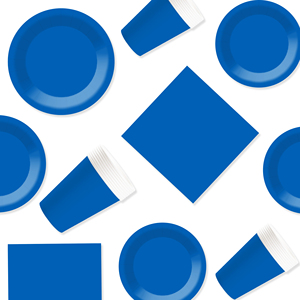 DAMAI - Juego de Vajilla Desechable de Papel Azul Oscuro para Fiestas, Platos de 7 y 9 Pulgadas, Vasos de Papel, Cubiertos y Servilletas - Product Image 2