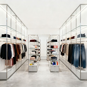 Armoire <span class=keywords><strong>de</strong></span> présentation <span class=keywords><strong>de</strong></span> vêtements en bois MDF, présentoir <span class=keywords><strong>de</strong></span> magasin <span class=keywords><strong>de</strong></span> détail, présentoir <span class=keywords><strong>de</strong></span> magasin <span class=keywords><strong>de</strong></span> vêtements, étagère <span class=keywords><strong>de</strong></span> présentation <span class=keywords><strong>de</strong></span> vêtements - Product Image 3