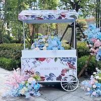 Chariot de fleurs de bonbons de crème glacée en fer blanc commercial promotionnel de fête minimalisme moderne