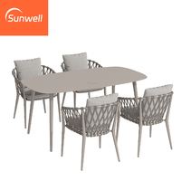 Meubles d'extérieur de luxe, chaises en corde métallique, ensemble de table à manger, fabrication sur mesure, chaises de bistrot en aluminium pour patio, salon, entrée