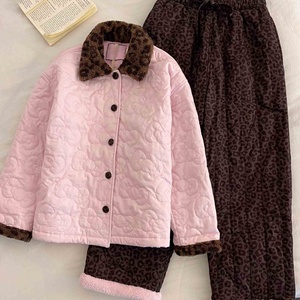 Pijamas Acolchados con Estampado de Leopardo para <span class=keywords><strong>Mujer</strong></span>, <span class=keywords><strong>Invierno</strong></span> 2026, Nuevo Conjunto de Ropa de Dormir Gruesa y Cálida para el Hogar - Product Image 6