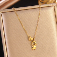 Collier en acier inoxydable léger et luxueux plaqué or 18 carats, pendentif assorti pour garçon, fille, couple, famille, cadeau, ne ternit pas