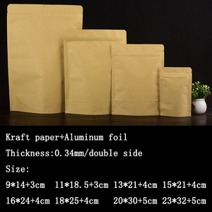 Bao Bì Thực Phẩm Trà Cà Phê Đậu Trà Lưu Trữ Tái Chế Tùy Chỉnh Túi Đứng Có Khóa Kéo Giữ Nhiệt Bằng Giấy Kraft Màu Nâu Lá Nhôm - Product Image 4