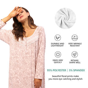 All'ingrosso pigiama <span class=keywords><strong>da</strong></span> <span class=keywords><strong>notte</strong></span> in cotone a <span class=keywords><strong>manica</strong></span> <span class=keywords><strong>lunga</strong></span> abbigliamento <span class=keywords><strong>da</strong></span> <span class=keywords><strong>notte</strong></span> floreale pigiama <span class=keywords><strong>da</strong></span> donna - Product Image 5