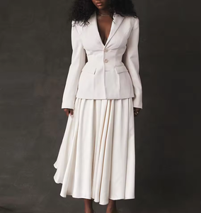 Nuovo arrivo abito sottile elegante di alta qualità per le donne solido da donna due pezzi set formale ufficio plissettato da donna set gonna - Product Image 1