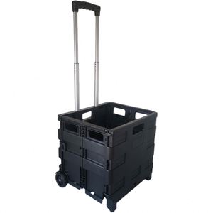 Portable Lightweight Durable <b>Foldable</b> Platform Shopping Trolley <b>Cart</b> with Wheels for Supermarket Use and Outdoor Convenience - Product Image 1