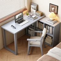 Bureau en bois massif en forme de L avec étagère latérale, bureau d'ordinateur d'angle, table d'étude pour la maison, vente en gros pour chambre et appartement