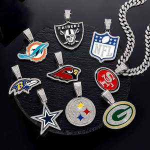 Großhandel Sport-Anhänger Halskette Philadelphia Eagles Anhänger Football-Team Fans Tragen Kubanische Kette Schmuck zum Verschenken - Product Image 4