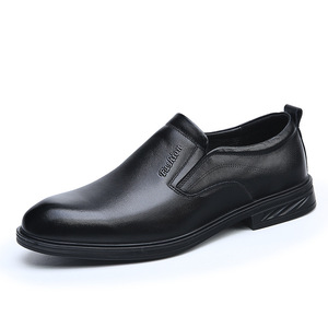New <b>Men's</b> Formal Genuine Leather Business Casual Loafers with Chunky <b>Heels</b> Slip-On Style <b>for</b> Middle-Aged Elderly <b>Men</b> - Product Image 1