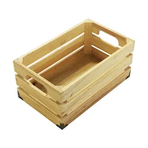 収納キッチンカウンタートップバスケット木製クレートボックス