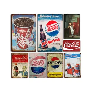 Commercio all'ingrosso Vintage Cola pubblicità Poster in metallo Retro appeso a parete decorativo targa in metallo adesivo da parete segno di latta