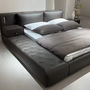 High Quality Modern Luxury L-Shaped <b>Bed</b> <b>Frame</b> Leather Upholstered <b>Platform</b> <b>Bed</b> for Master Bedroom - Product Image 3