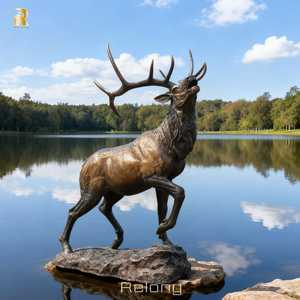 Escultura de Ciervo <span class=keywords><strong>Reno</strong></span> de Bronce para Decoración de Exteriores, Estatua de Animal de Latón para Jardín, Parque o Zoológico - Product Image 1