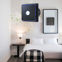 Ventilador de Baño con Panel Decorativo de Vidrio Templado Eléctrico, Sensor de Humedad, Luz, Clasificación IPX4, Garantía de 5 Años, Control por Aplicación