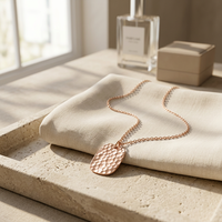 Collier avec pendentif disque martelé ton or rose, chaîne à maillons en acier inoxydable, bijoux de mode personnalisés