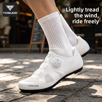 TOSUOD – chaussures de cyclisme en maille respirante, baskets de vélo de route et vtt, semelle en caoutchouc légère de 258g, boucle rotative, 38-46, blanc