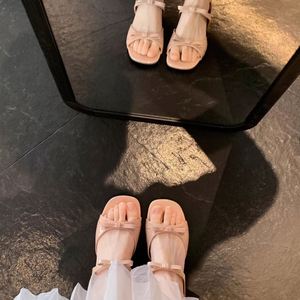 Sandales compensées pour femmes en peau de mouton doublée, bout rond, nœud français, bout ouvert, grande taille, pour l'extérieur - Product Image 3