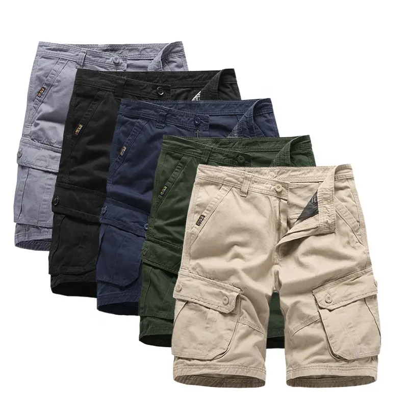 Zipper 6 Pocket Three Quarter Shorts Casual Três 3 Quarter Pants Atacado Cotton Utility Custom Cargo Shorts para homens
