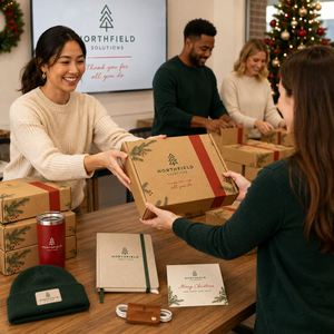 Kit de Equipo Remoto Personalizado para Navidad con Vaso Térmico, Gorro, Organizador de Cables, Cuaderno, Tarjeta y Caja de Envío para Equipos - Product Image 3