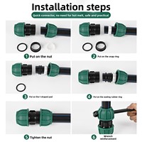 Raccords de tuyauterie PE à connexion rapide, joints flexibles, vannes d'arrêt, bouchons verts pour eau du robinet, sans fusion à chaud