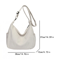 Sac fourre-tout personnalisé en velours côtelé pour femme, sac à bandoulière avec nom brodé sur mesure, sac à main polyvalent pour le travail, l'école, les voyages