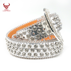 Custom Western Cowboy Men Leather cocodrilo PU Leather Rhinestone Cinturones Diseñador Boys Inspirado White Diamond Cinturones para hombres - Product Image 2