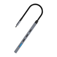 Hub Multifungsi Aluminium Alloy dengan Slot Kartu Multi USB 3.0 Tipe-C, Docking Station Lima dalam Satu, Pengisian Cepat PD 100W, OEM CN