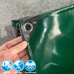 Couverture de bâche en <span class=keywords><strong>PVC</strong></span> 18OZ Polyester 610Gsm Tissu de bâche enduit de <span class=keywords><strong>PVC</strong></span> Rideaux de fenêtre latérale de camion vert Bâches en <span class=keywords><strong>PVC</strong></span> de Chine - Product Image 1