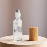 Botellas con Rodillo Metálico y Tapa de Bambú para Cosméticos, Perfumes, Muestras de Aceites Esenciales, Ideales para Regalos de Viaje, Botella con Rodillo para Almacenamiento