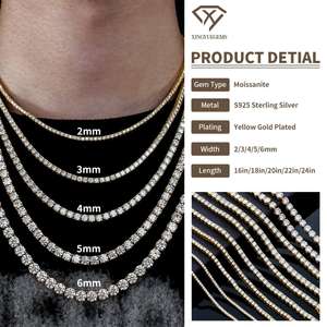 Collar de Cadena de Tenis Hiphop de Plata de Ley 925 Chapado en Oro de 18K con Diamantes VVS y Moissanita para Hombre - Product Image 2