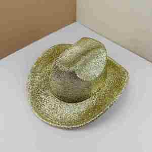 Wholesale Women Party Hat Western Style PVC Blister Environmental Friendly Golden Cowboy Hat - Product Image 3