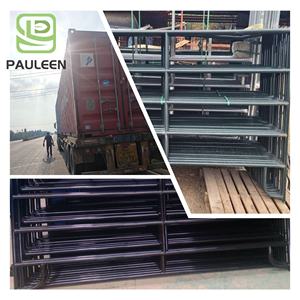 Panel de valla de caballo de tubo ovalado redondo cuadrado portátil galvanizado y recubierto de polvo Paneles de valla de corral de ganado con techos - Product Image 5