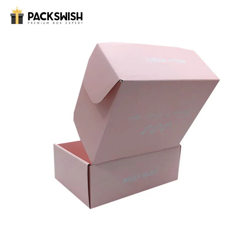 Direct Factory Factory Purple Clothing Corrugated Custom Rigid Paper C4 Pink Commercial Food Mailer Box