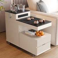 Table d'appoint de canapé, style moderne minimaliste, luxe léger de style italien, table à thé mobile, table basse haut de gamme couleur crème