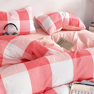 Nouvel ensemble de draps 3 pièces en fibre lavée à carreaux respirant 100 % polyester, housse de couette 4 pièces, ensemble de literie pour chambre à coucher, utilisation toutes saisons - Product Image 5