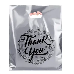 Custom printed plastic pvc clothes business gift shopping grocery packaging bags with reinforced punch handle