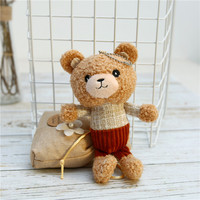 Porte-clés en peluche petit ours kawaii, adorable figurine en peluche, ornement à suspendre pour sac, jouet doux, cadeau pour filles, vente en gros