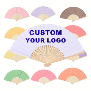 Éventail pliable personnalisé avec logo imprimé pour événements d'entreprise, mariages, fêtes prénuptiales, cadeaux et fournitures de festivals - Product Image 3