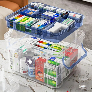 Boîte de rangement pour médicaments transparente en PP pour toute la maison, détachable, à deux niveaux, trousse médicale portable, design classique, capacité de 10 à 20 L - Product Image 3