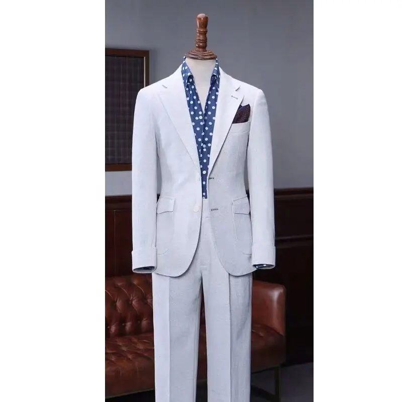 MTM made to measure Silver printing Men's Dress Floral handmade Suit Notched Lapel Slim Fit Stylish custom Blazer Suit