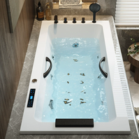 Baignoire balnéo rectangulaire encastrable avec système de chauffage à température constante, massage par jets de luxe, baignoire de trempage intégrée