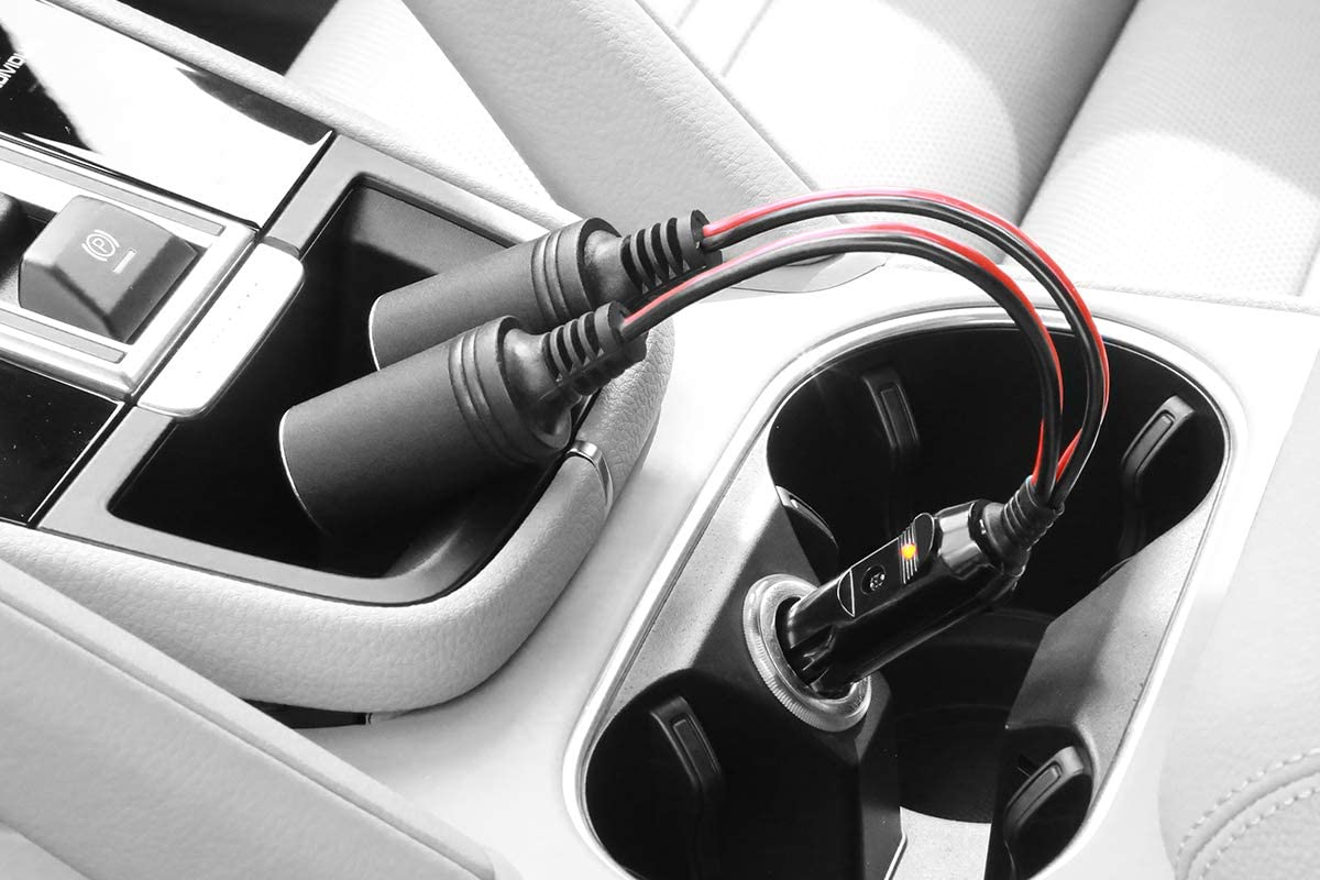 cigarettes plug in car 12V Cigarette Lighter Plug with 2 Sockets & 30CM Wires