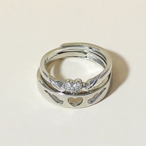 Wholesale Fashion Fine Jewelry Sterling <b>Silver</b> Couple Matched <b>Rings</b> CZ Diamond <b>Ring</b> Engagement <b>Adjustable</b> <b>Rings</b> for Women - Product Image 1