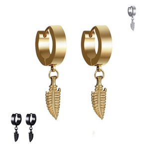 Boucles <span class=keywords><strong>d</strong></span>'oreilles coréennes en acier inoxydable feuilles boucles <span class=keywords><strong>d</strong></span>'oreilles clip sans piercing pour hommes - Product Image 4