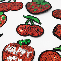 Broderie de paillettes de fruits de dessin animé, patchs en tissu d'ananas, patchs à paillettes, broderie de perles de cerise. Patch de broderie