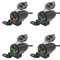 Carga rápida de teléfono móvil de 24V Doble QC 3,0 Tipo C PD Puerto USB Cargador de coche Enchufe Voltímetro Pantalla de voltaje con interruptor de botón