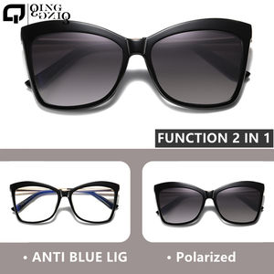 Lunettes de soleil magnétiques en métal TR90 pour femmes, clip-on 2 en 1, protection solaire polarisée UV400, anti-lumière bleue, pour ordonnance médicale - Product Image 3