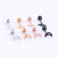Boucles d'oreilles en forme de lune, bijou lumineux, Piercing, Cartilage, vis arrière, nouveauté