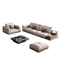 Ensemble de canapés d'angle modulaires en cuir de luxe moderne : Ensemble de canapés multifonctionnels en forme de L pour salon